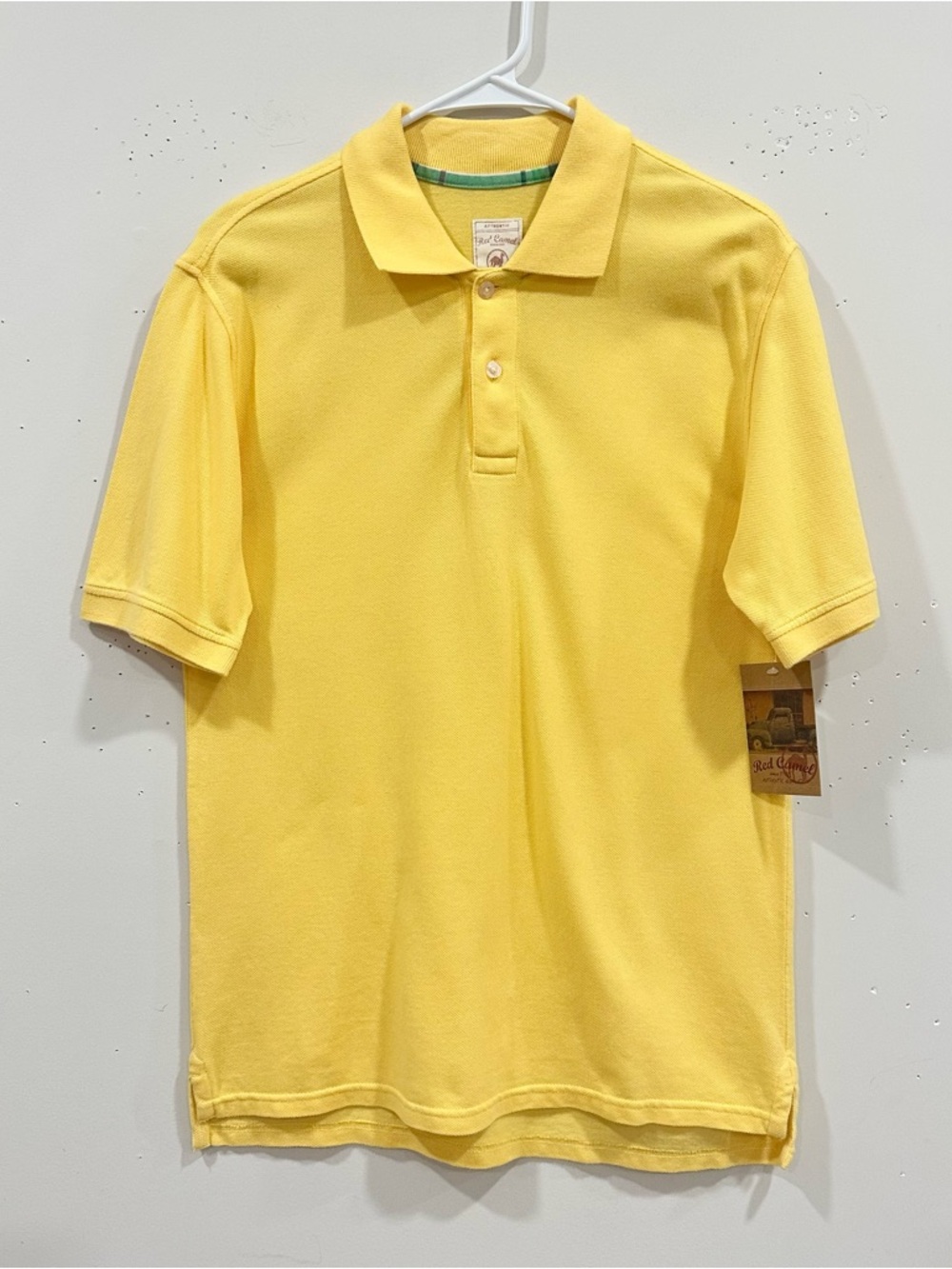 Red Camel Men Size L Yellow  Short Sleeve Cotton Collared Polo NWT‎